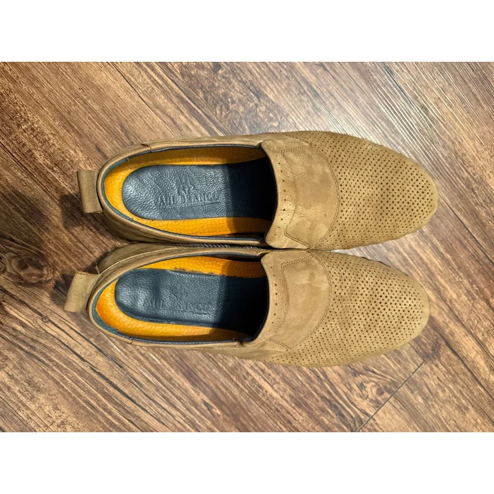 Paul Branco Genuine‎ Leather Tan Perforated Moccasin Slip On Loafers Size 43